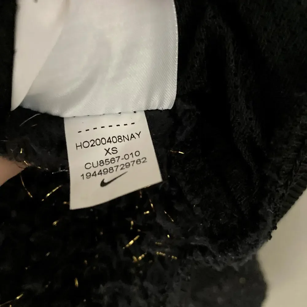 Nike Sherpa Shine Fleece Bomber Jacket - Girls - Black Gold - XS or 4 / 5